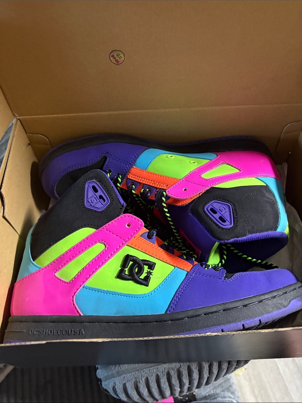 DC Kids' Neon Multicolor Skate Sneakers - Pink, Green & Purple